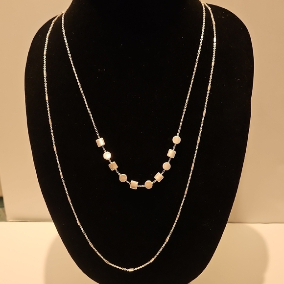 ROMOLO Silvertone Double Strand 24" To 30" Necklace - Picture 1 of 10